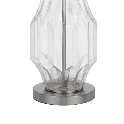 34 Inch Table Lamp Set of 2, White Drum Shade, Glass, Round Metal Base