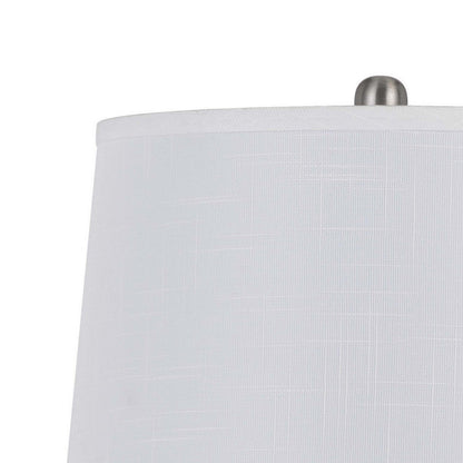 28 Inch Table Lamp Set of 2, White Shade, Elegant Curved Glass, Metal Base