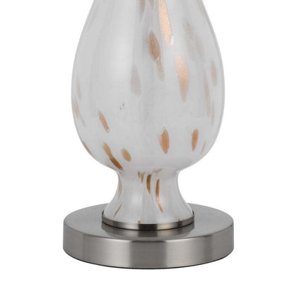 28 Inch Table Lamp Set of 2, White Shade, Elegant Curved Glass, Metal Base