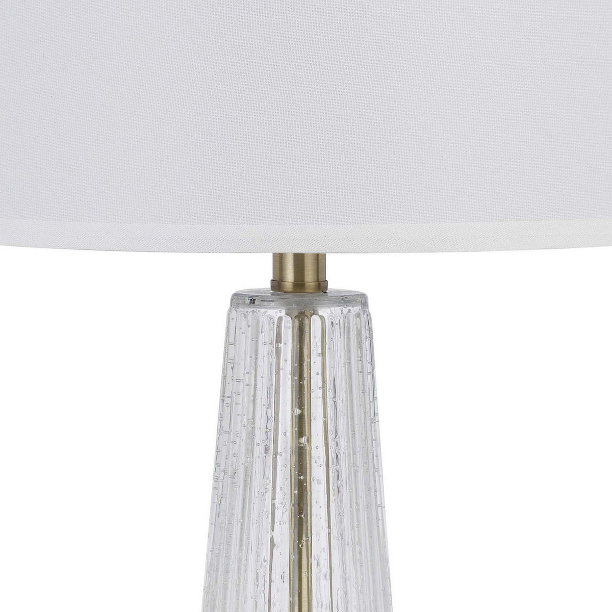 31 Inch Table Lamp Set of 2, White Shade, Tapered Glass Body, Metal Base