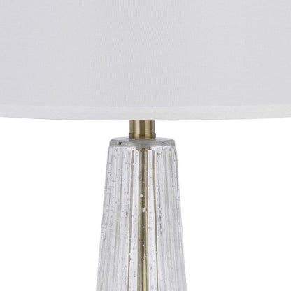 31 Inch Table Lamp Set of 2, White Shade, Tapered Glass Body, Metal Base