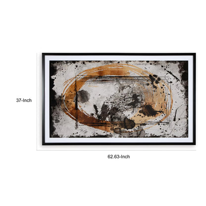 37 x 63 Inch Wall Art Decor, Framed Acrylic, Modern Abstract Black, Brown