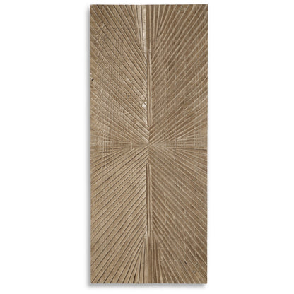 Ernest 20 x 48 Wall Decor, Carved Sunburst Design, Wood Panel, Brown Finish