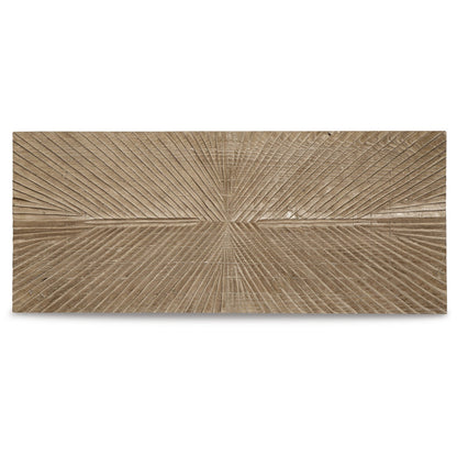 Ernest 20 x 48 Wall Decor, Carved Sunburst Design, Wood Panel, Brown Finish
