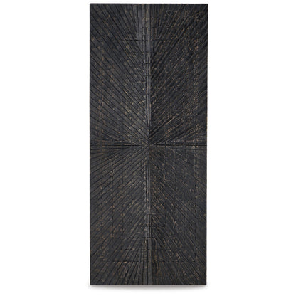 Ernest 20 x 48 Wall Decor, Carved Sunburst Design, Wood Panel, Black Finish