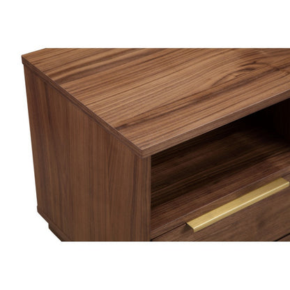 Tommy 18 Inch Nightstand, 1 Drawer with Handle, 1 Storage Cubby, Brown Gold