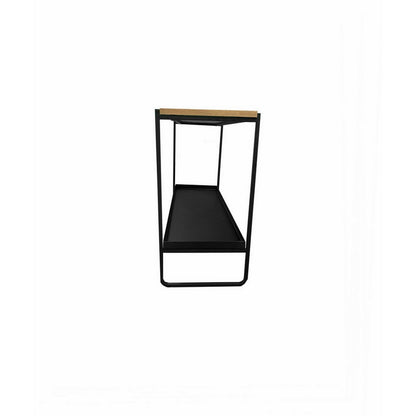 Evon 39 Inch Console Table, Natural Brown Wood Top and Shelf, Black Metal