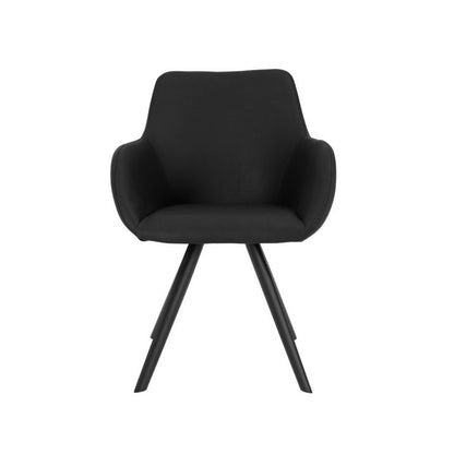 Simha 24 Inch Set of 2 Dining Armchairs, Foam, Modern Black Faux Leather