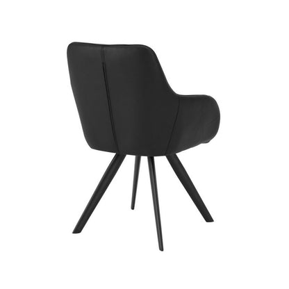 Simha 24 Inch Set of 2 Dining Armchairs, Foam, Modern Black Faux Leather