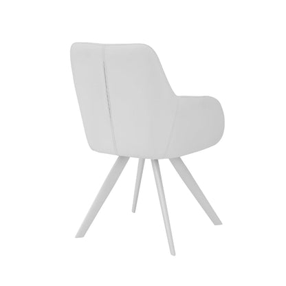 Simha 24 Inch Set of 2 Dining Armchairs, Foam, Modern White Faux Leather