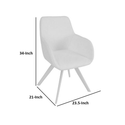 Simha 24 Inch Set of 2 Dining Armchairs, Foam, Modern White Faux Leather