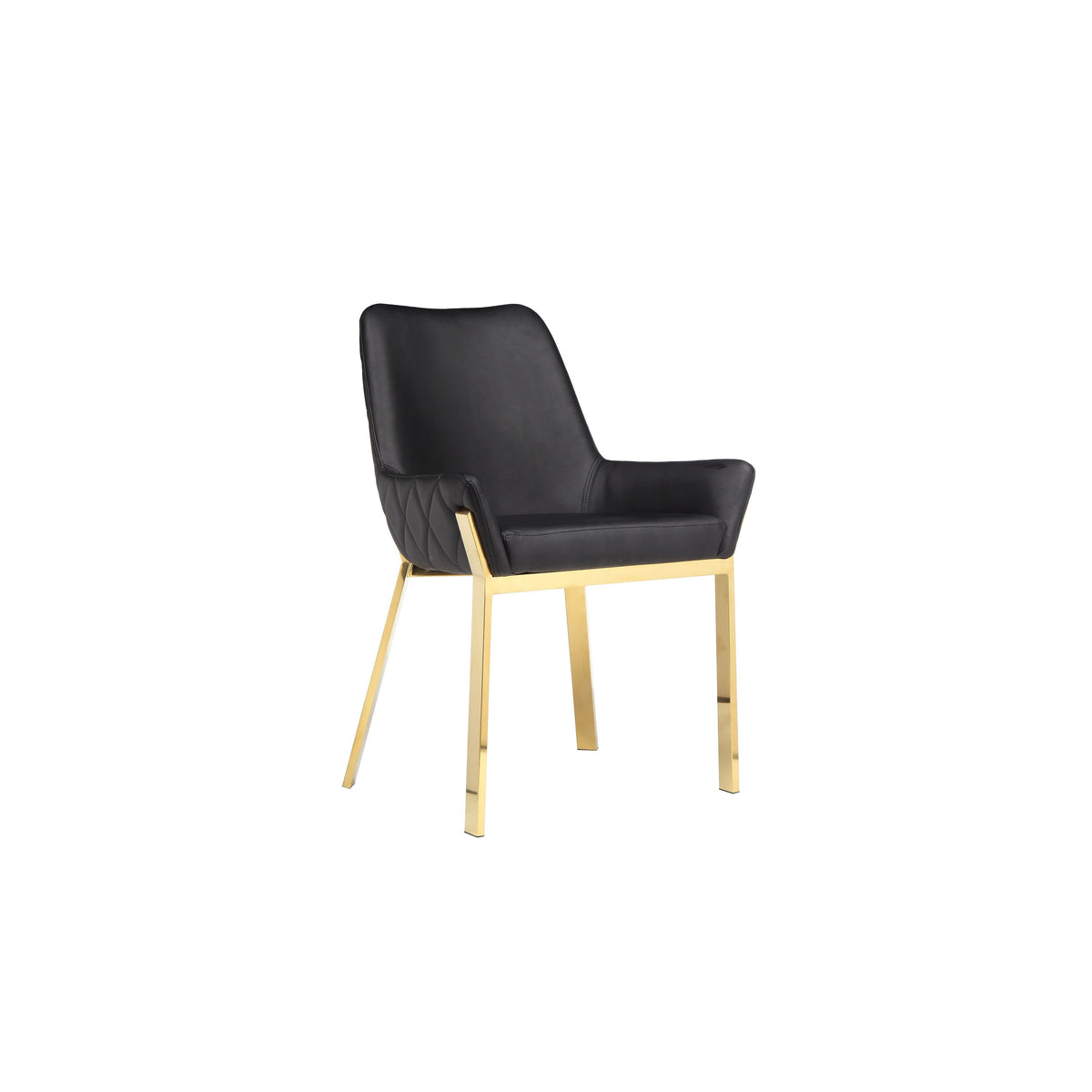 Fuma 23 Inch Dining Accent Chair Set of 2, Tufted, White Faux Leather, Gold