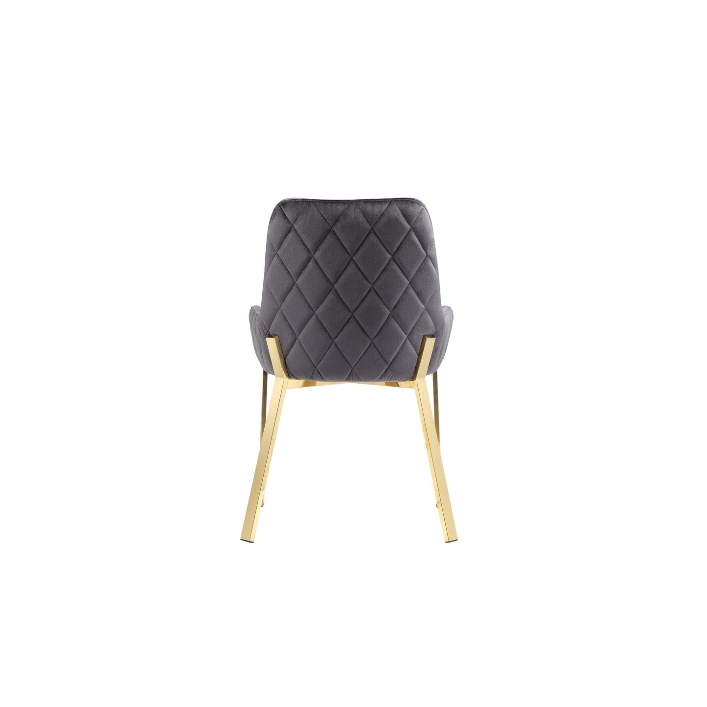 Fuma 23 Inch Dining Accent Chair Set of 2, Tufted, Gray Velvet Upholstry, Gold