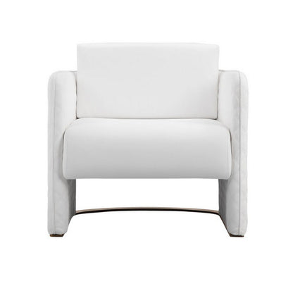 Usso 30 Inch Lounge Chair, Diamond Quilt, White Faux Leather Upholstery