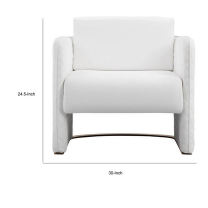 Usso 30 Inch Lounge Chair, Diamond Quilt, White Faux Leather Upholstery