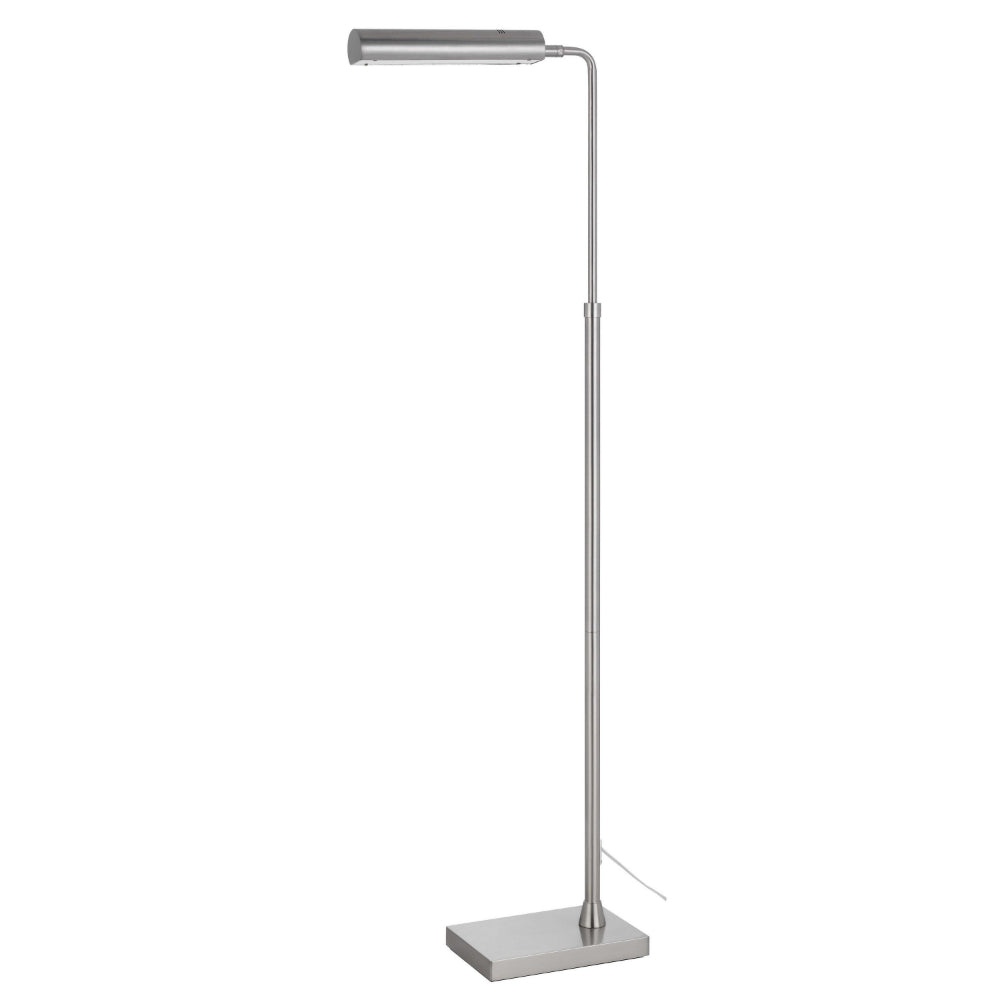 Kime 44-58 Inch Floor Lamp, Adjustable Height, LED, Brushed Steel Finish