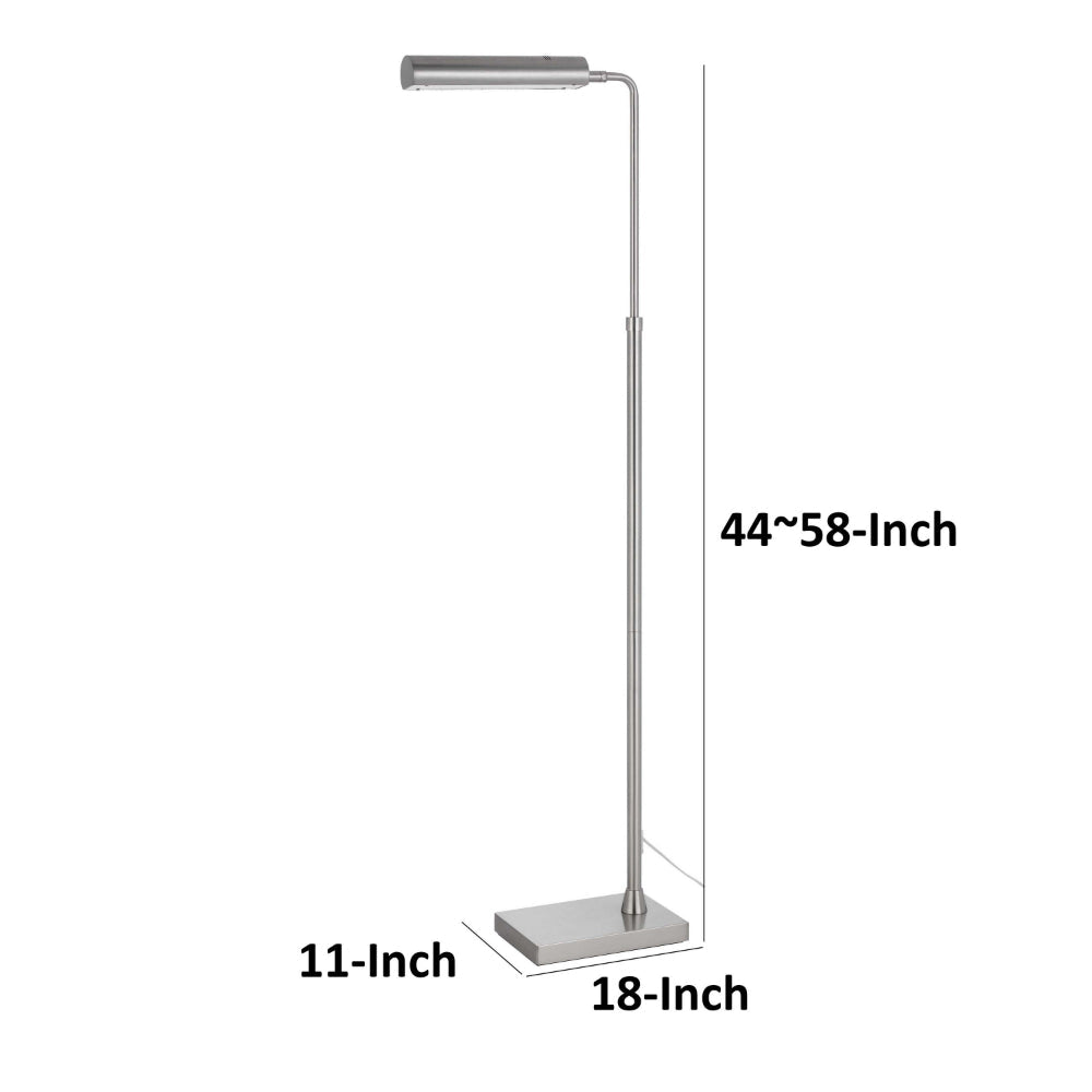 Kime 44-58 Inch Floor Lamp, Adjustable Height, LED, Brushed Steel Finish