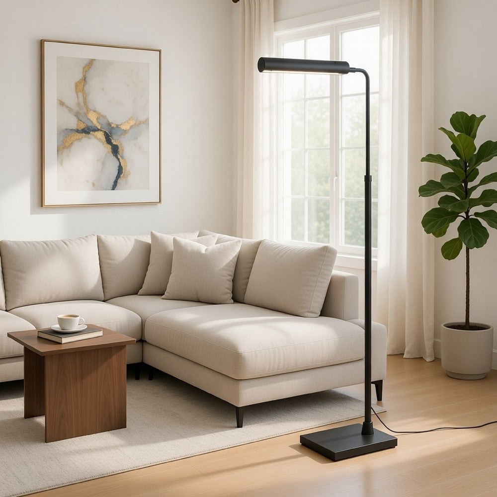 Kime 44-58 Inch Floor Lamp, Adjustable Height, LED, Charcoal Grey Finish