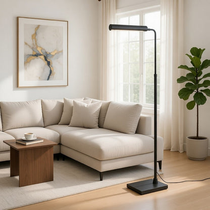 Kime 44-58 Inch Floor Lamp, Adjustable Height, LED, Charcoal Grey Finish