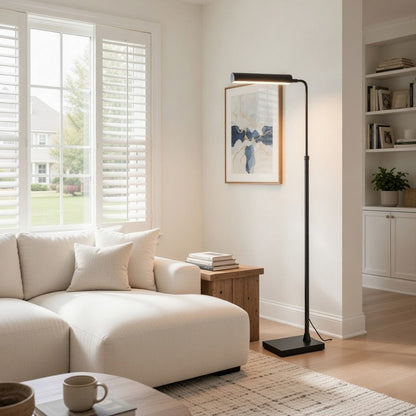 Kime 44-58 Inch Floor Lamp, Adjustable Height, LED, Charcoal Grey Finish