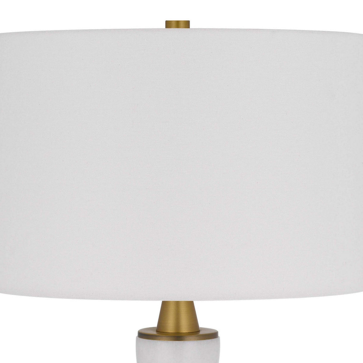 31 Inch Table Lamp with White Drum Shade, Clear Crystal Base, Brass Finish