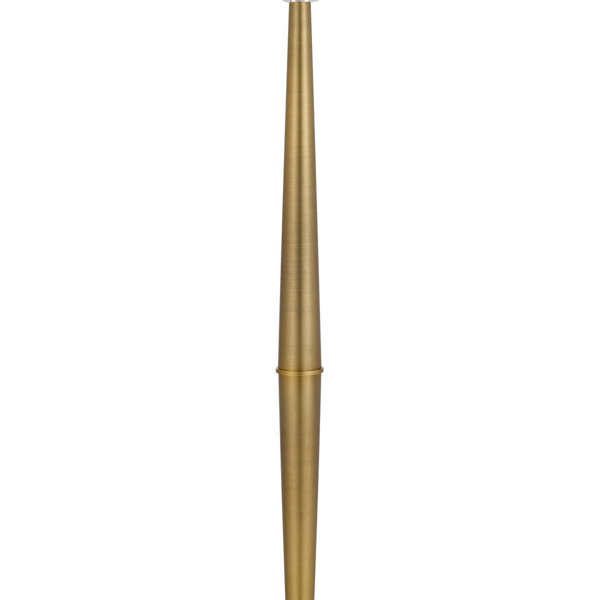 62 Inch Floor Lamp with White Drum Shade, Marble Base, Crystal, Brass