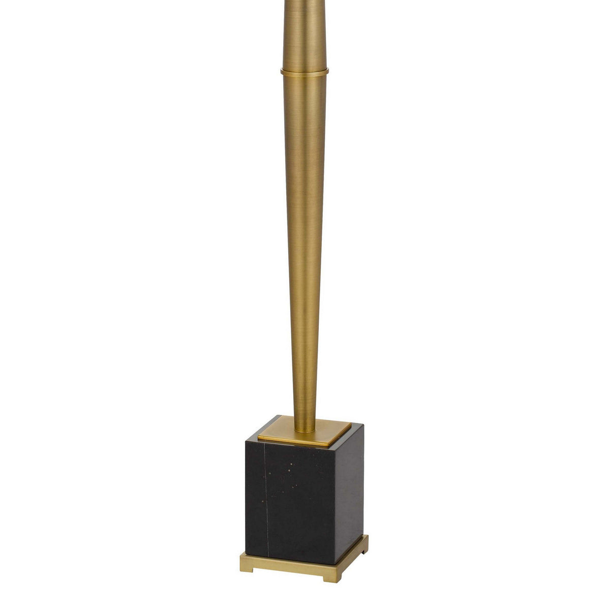 62 Inch Floor Lamp with White Drum Shade, Marble Base, Crystal, Brass