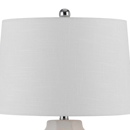 Niu 30 Inch Table Lamp Set of 2, Drum Shade, Sandy White Ceramic Prism Base