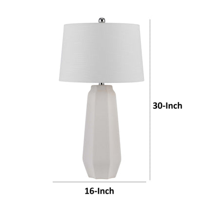 Niu 30 Inch Table Lamp Set of 2, Drum Shade, Sandy White Ceramic Prism Base