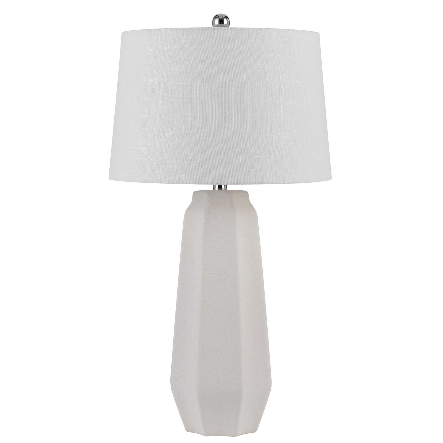 Niu 30 Inch Table Lamp Set of 2, Drum Shade, Sandy White Ceramic Prism Base