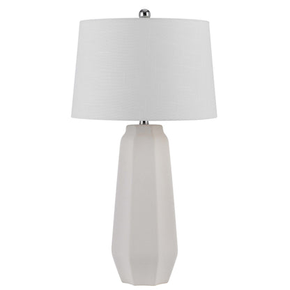 Niu 30 Inch Table Lamp Set of 2, Drum Shade, Sandy White Ceramic Prism Base
