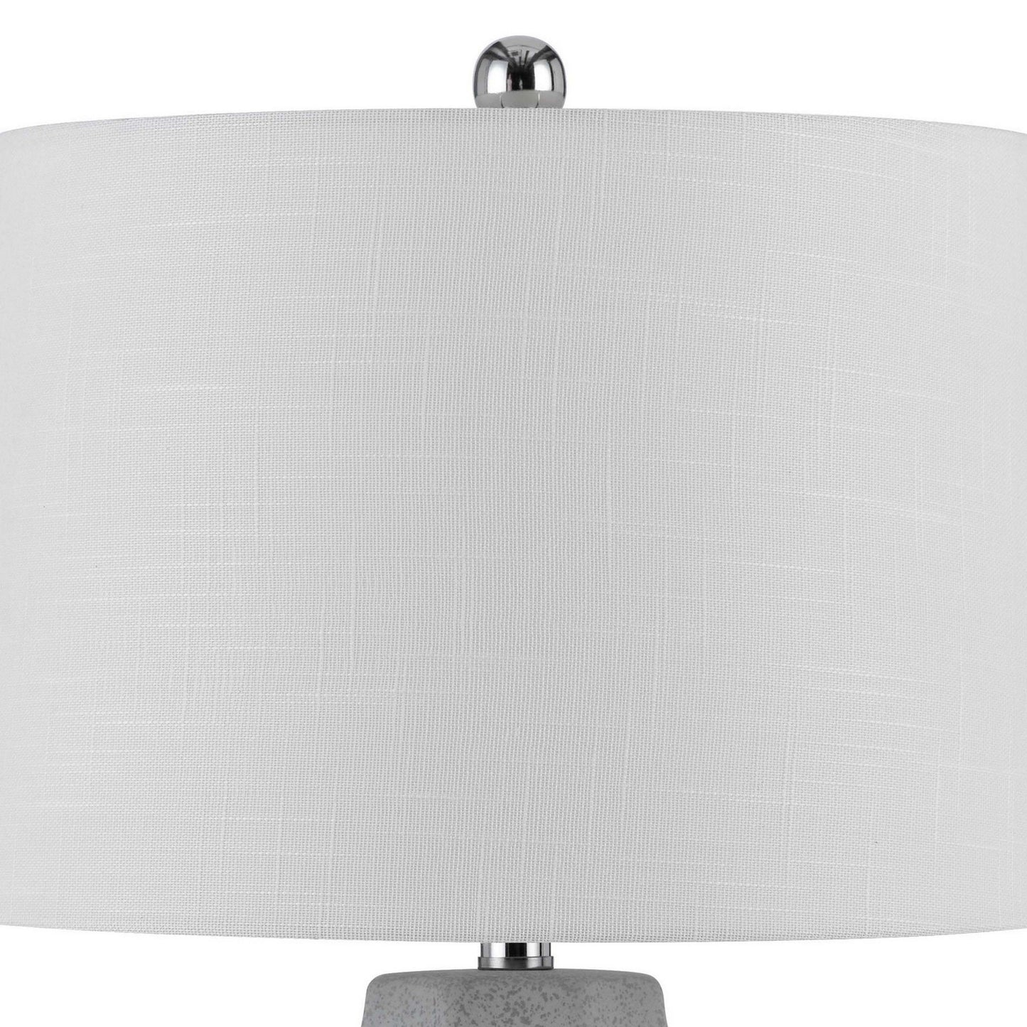 Niu 30 Inch Table Lamp Set of 2, Drum Shade, Stone Gray Ceramic Prism Base
