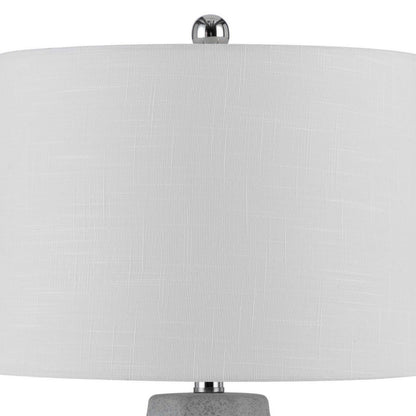 Niu 30 Inch Table Lamp Set of 2, Drum Shade, Stone Gray Ceramic Prism Base