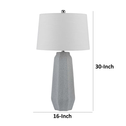 Niu 30 Inch Table Lamp Set of 2, Drum Shade, Stone Gray Ceramic Prism Base