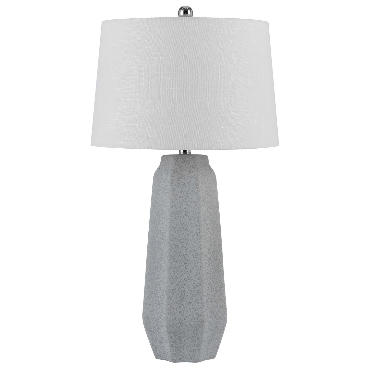 Niu 30 Inch Table Lamp Set of 2, Drum Shade, Stone Gray Ceramic Prism Base