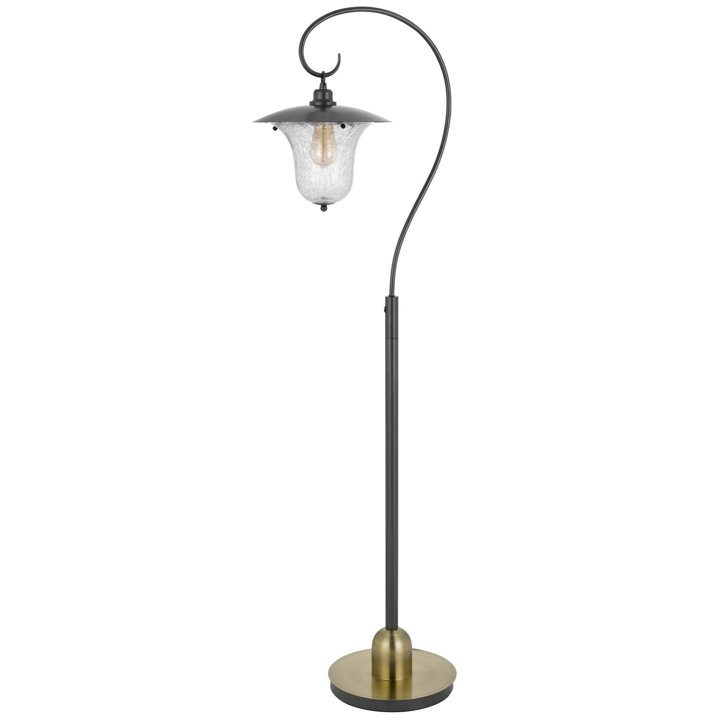 Lem 65 Inch Floor Lamp, Classic Lantern, Glass Shade, Bronze Metal Finish