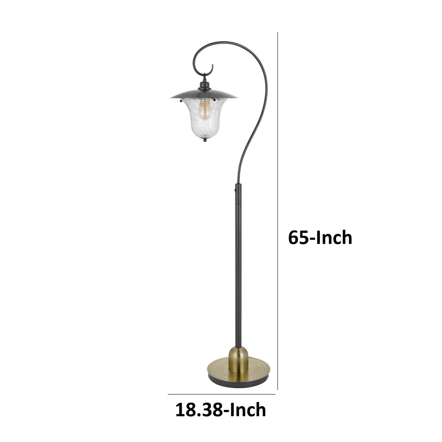 Lem 65 Inch Floor Lamp, Classic Lantern, Glass Shade, Bronze Metal Finish