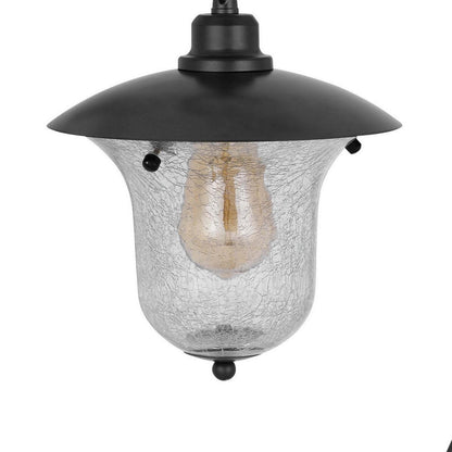 Lem 32 Inch Table Lamp, Classic Lantern, Glass Shade, Bronze Metal Finish