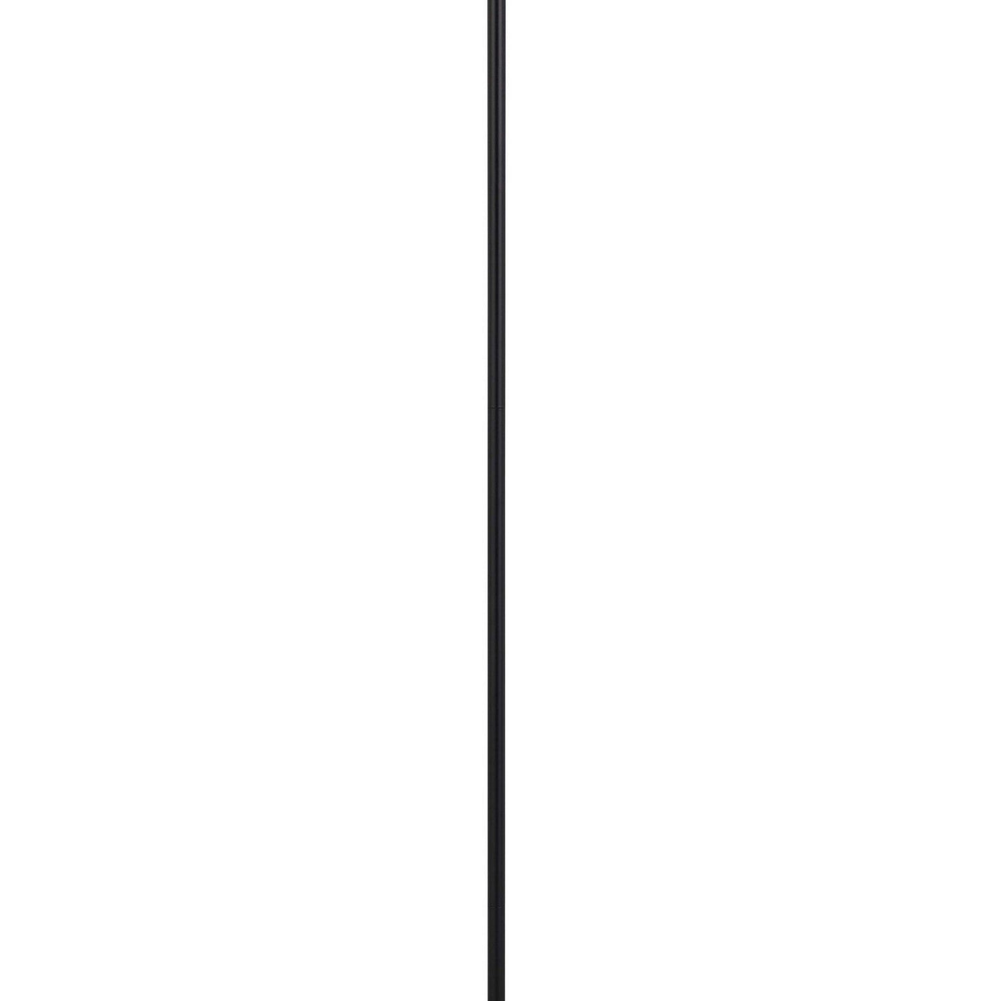 Sie 59 Inch Floor Lamp, White Linen Shade, Round Base, Black Metal Pole