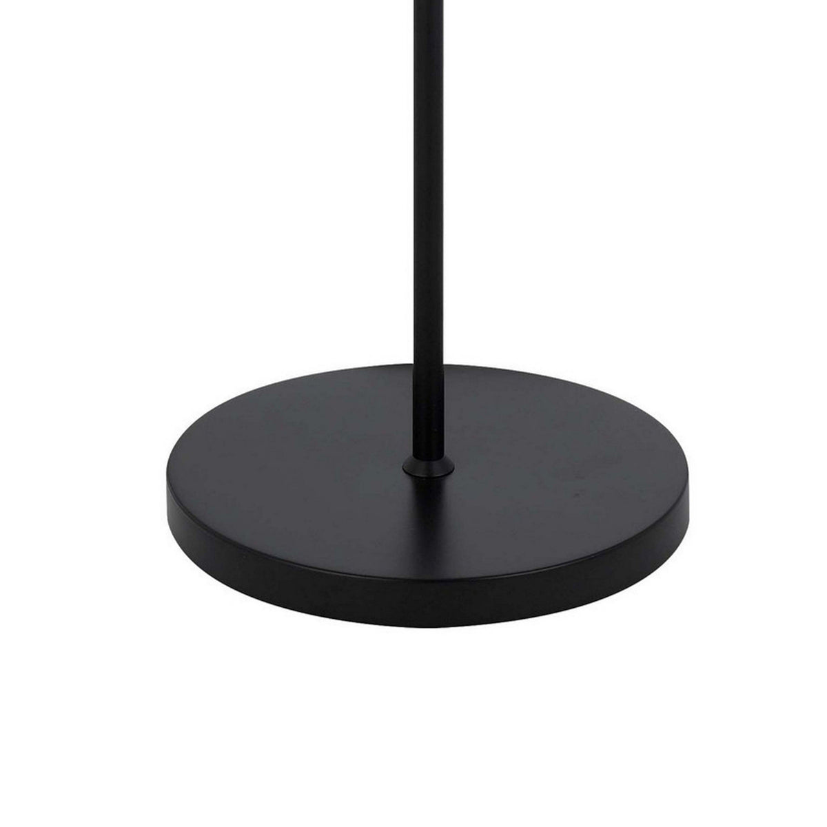 Sie 59 Inch Floor Lamp, White Linen Shade, Round Base, Black Metal Pole