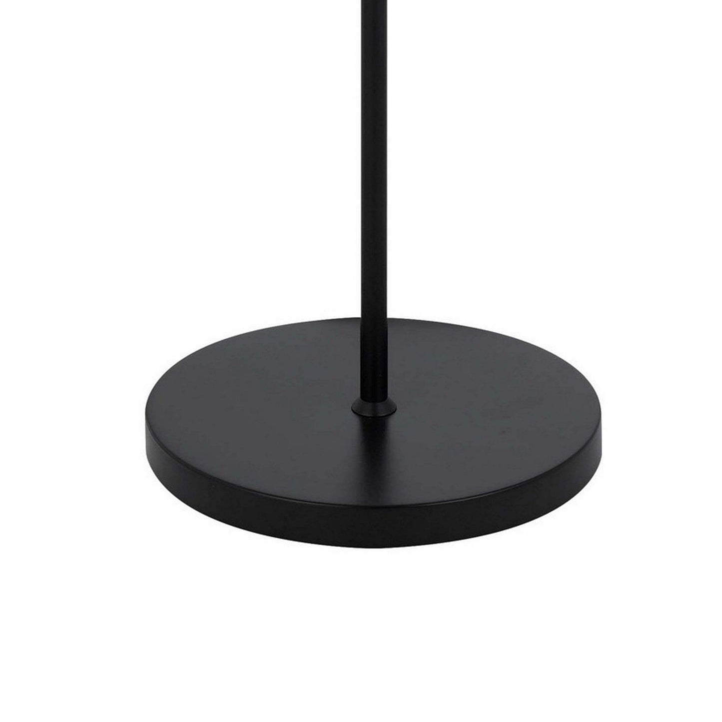 Sie 59 Inch Floor Lamp, White Linen Shade, Round Base, Black Metal Pole