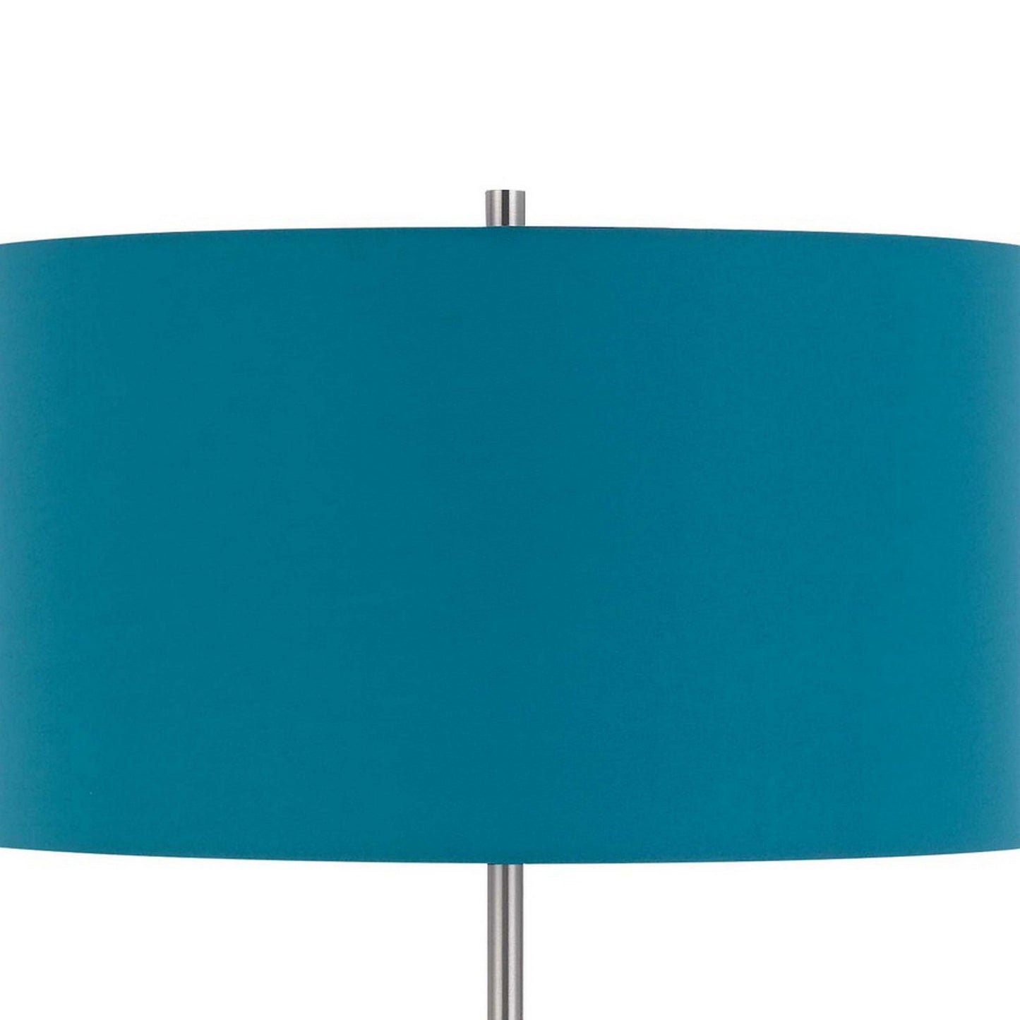 Sie 59 Inch Floor Lamp, Aqua Blue Linen Shade, Round Base, Silver Metal