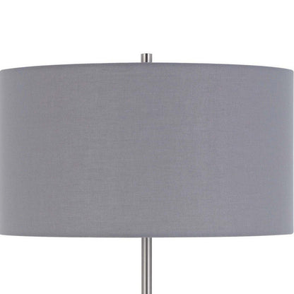 Sie 59 Inch Floor Lamp, Gray Linen Shade, Round Base, Silver Metal Pole