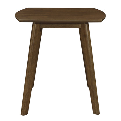 Indy 3 Piece Coffee and End Table Set, Angled Legs, Walnut Brown Solid Wood
