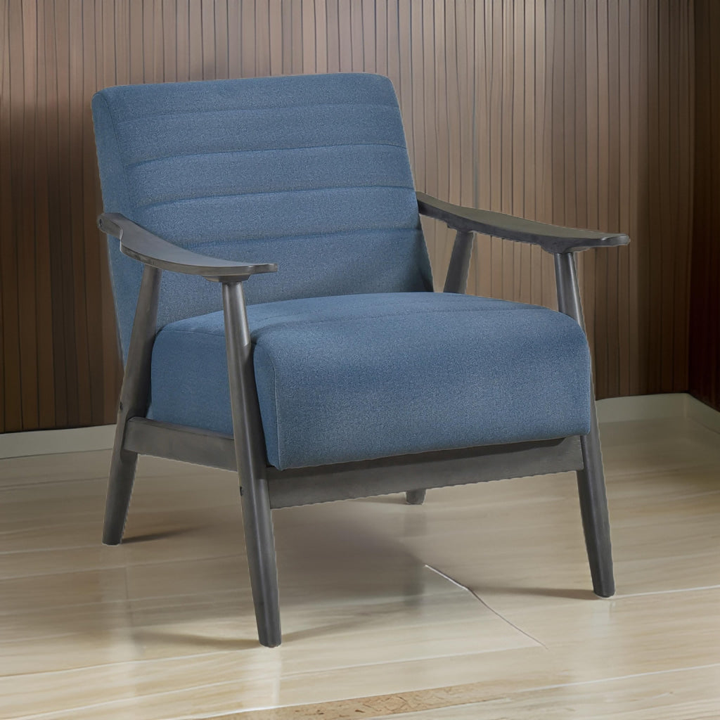 Tira 32 Inch Accent Chair, Channel Stitched, White Velvet, Gray Solid Wood