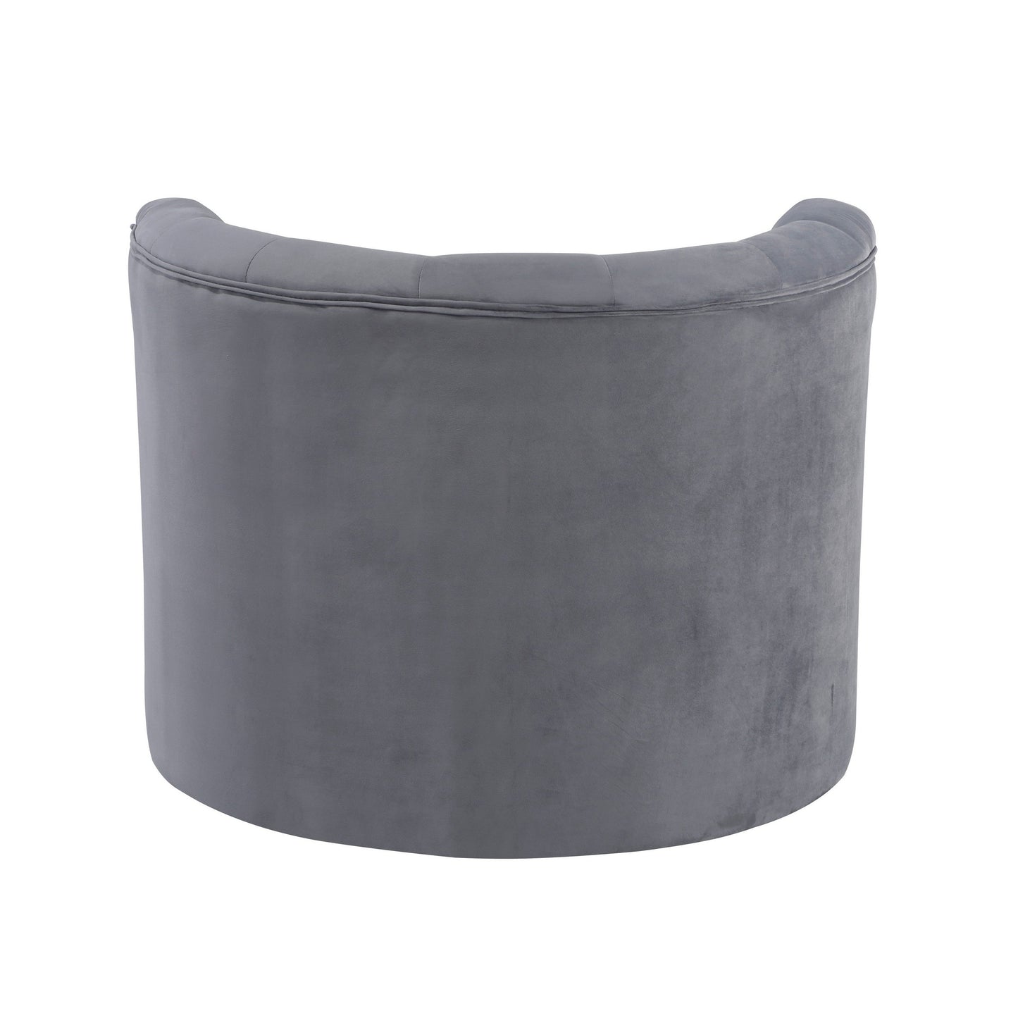 Alix 33 Inch Swivel Accent Chair, Round Design, Button Tufted Gray Velvet