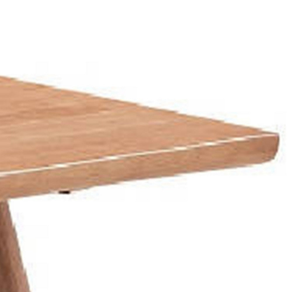 Tina 63 Inch Dining Table, Rectangular, Live Edge Natural Brown Wood