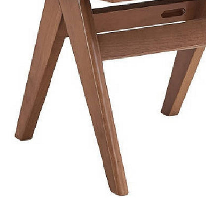 Tina 22 Inch Side Dining Chair Set of 2, Woven Rattan, Natural Brown Wood