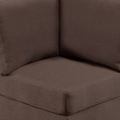 Remy 32 Inch Modular Corner Sofa Chair, Soft Brown Chenille, Solid Wood