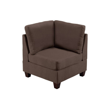Remy 32 Inch Modular Corner Sofa Chair, Soft Brown Chenille, Solid Wood